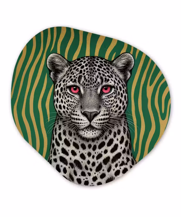 Organische vorm - schilderij - Aluminium - Panter - Zebrapatroon - Groen
