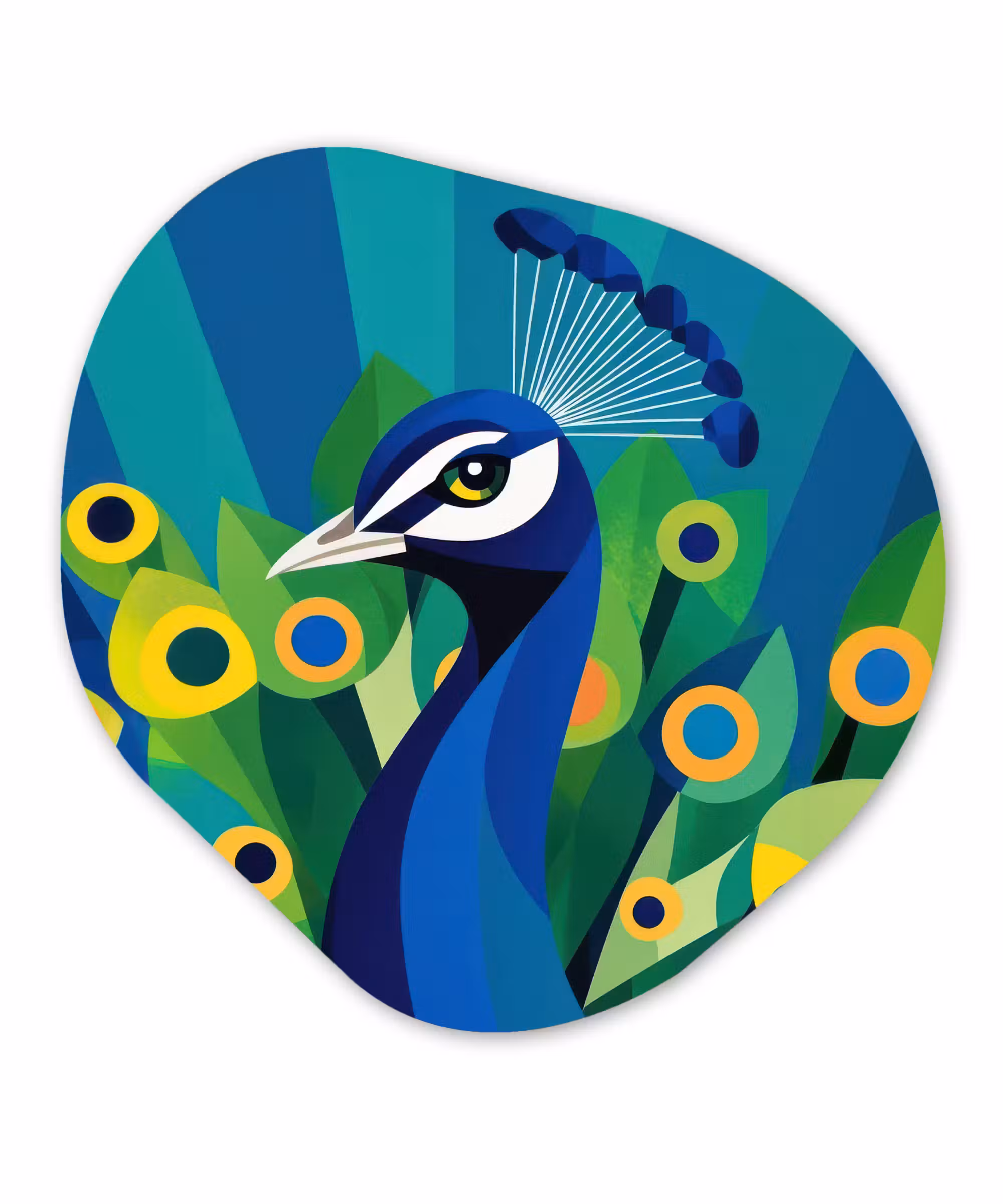 Organische vorm - schilderij - Aluminium - Pauw - Cirkels - Blauw