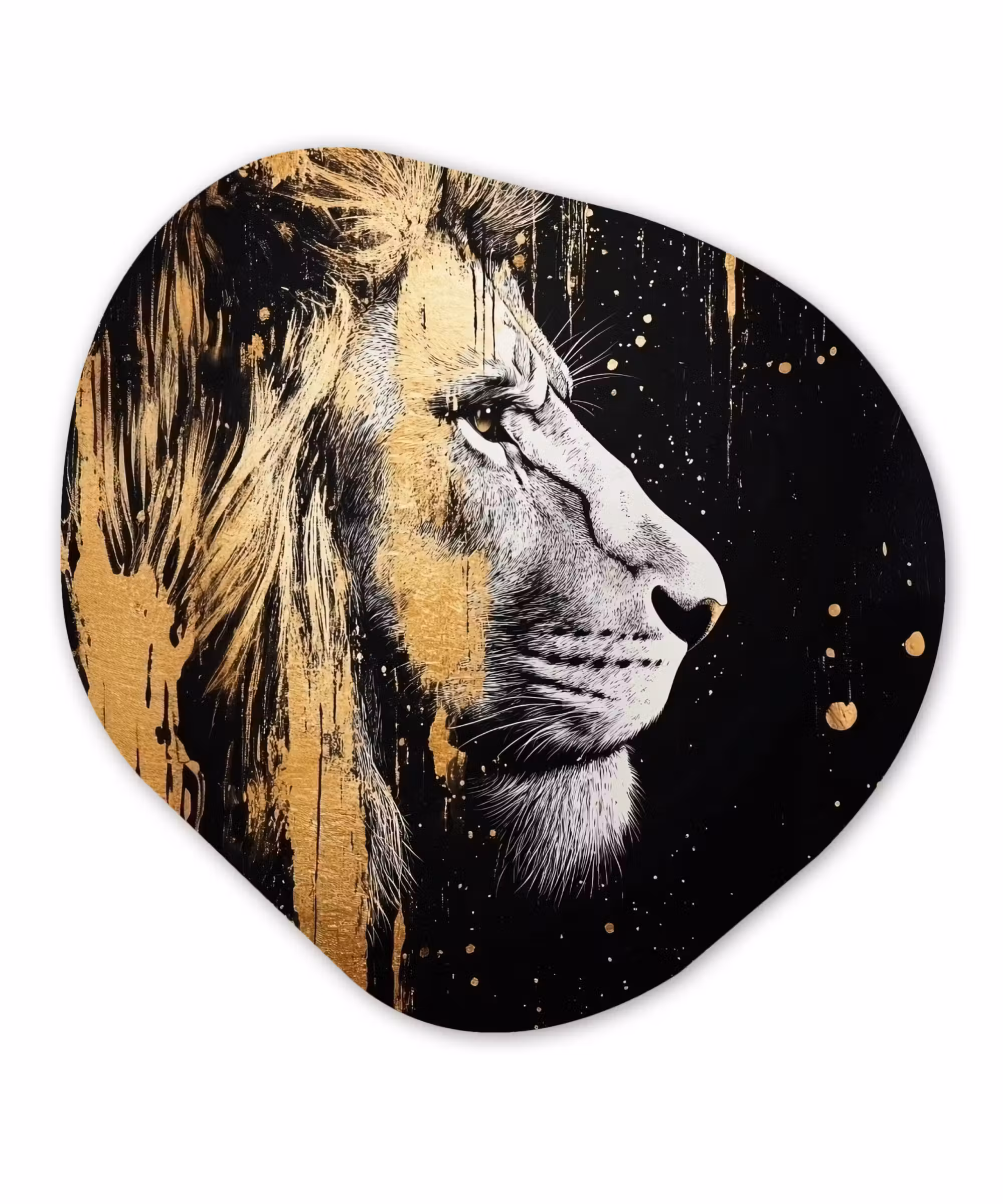 Organische vorm - schilderij - Aluminium - Portret - Leeuw - Abstract - Goud