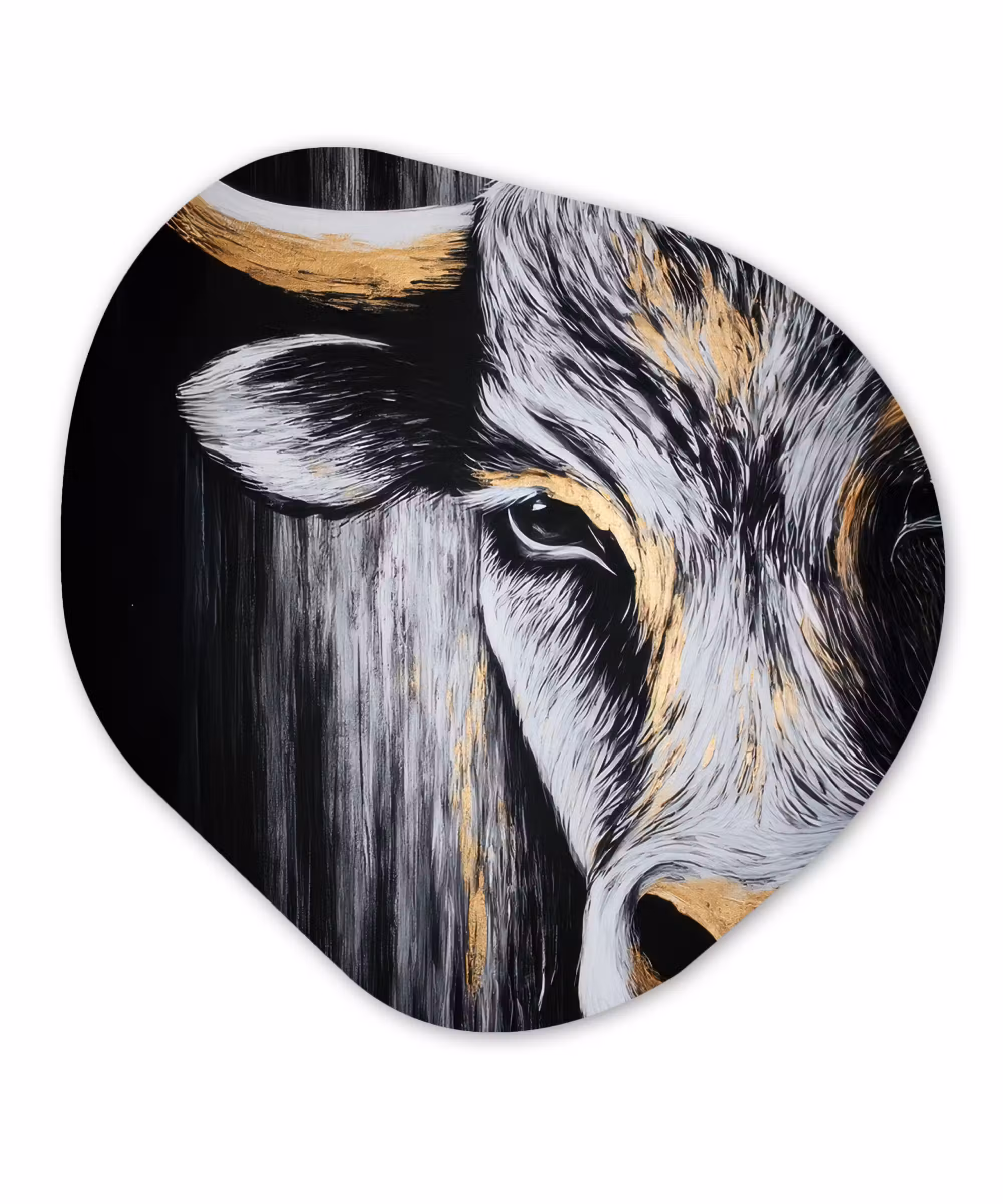 Organische vorm - schilderij - Aluminium - Stier - Hoorns - Snuit - Goud