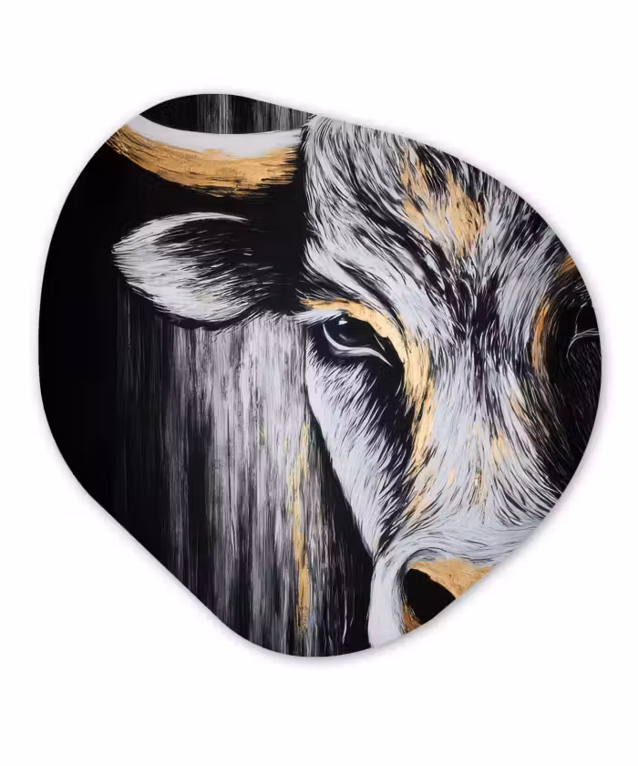 Organische vorm - schilderij - Aluminium - Stier - Hoorns - Snuit - Goud