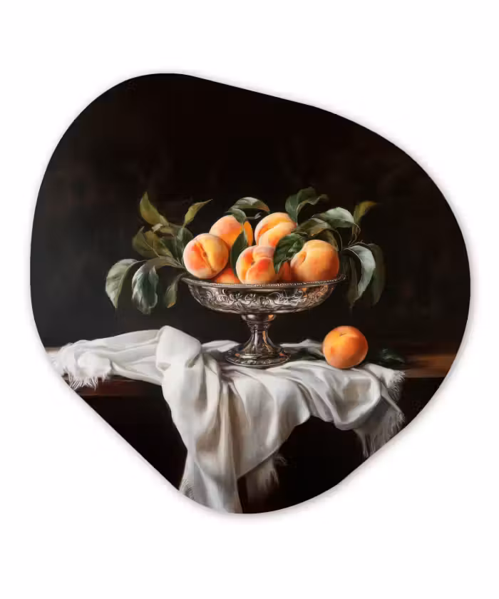 Organische vorm - schilderij - Aluminium - Stilleven - Perziken - Vintage