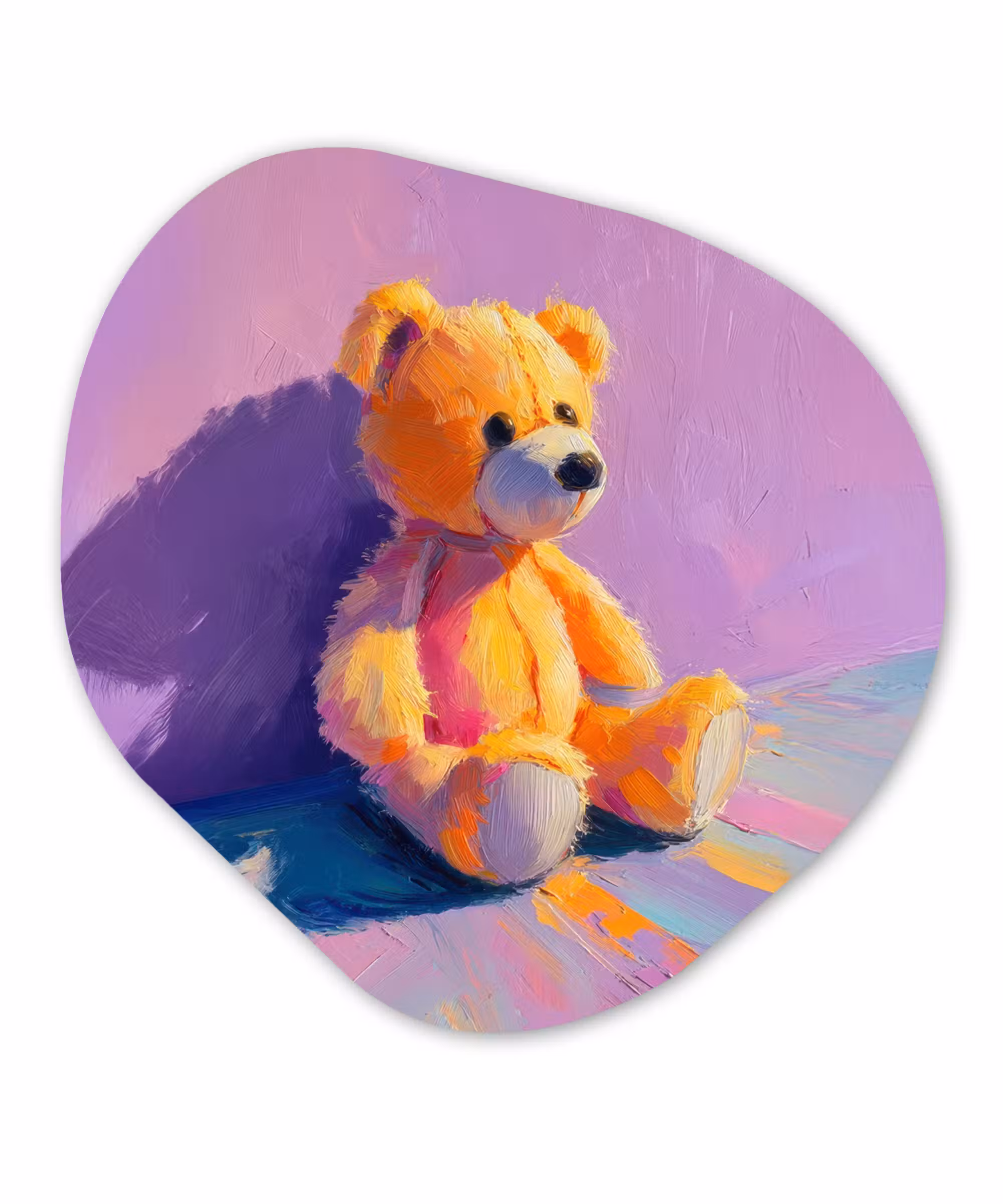 Organische vorm - schilderij - Aluminium - Teddybeer - Schaduw - Penseelstreken - Paars