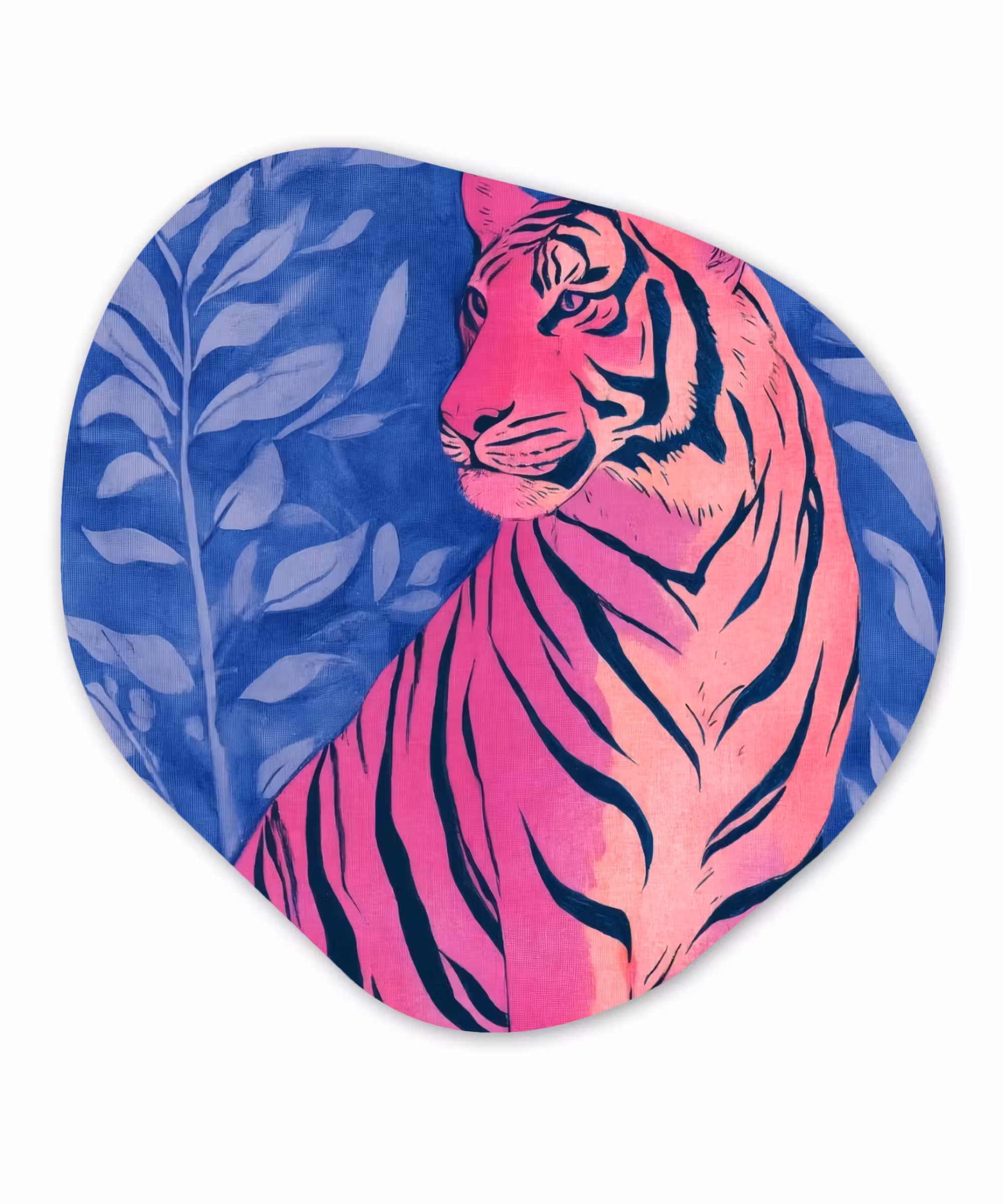 Organische vorm - schilderij - Aluminium - Tijger - Roze - Bladeren - Jungle
