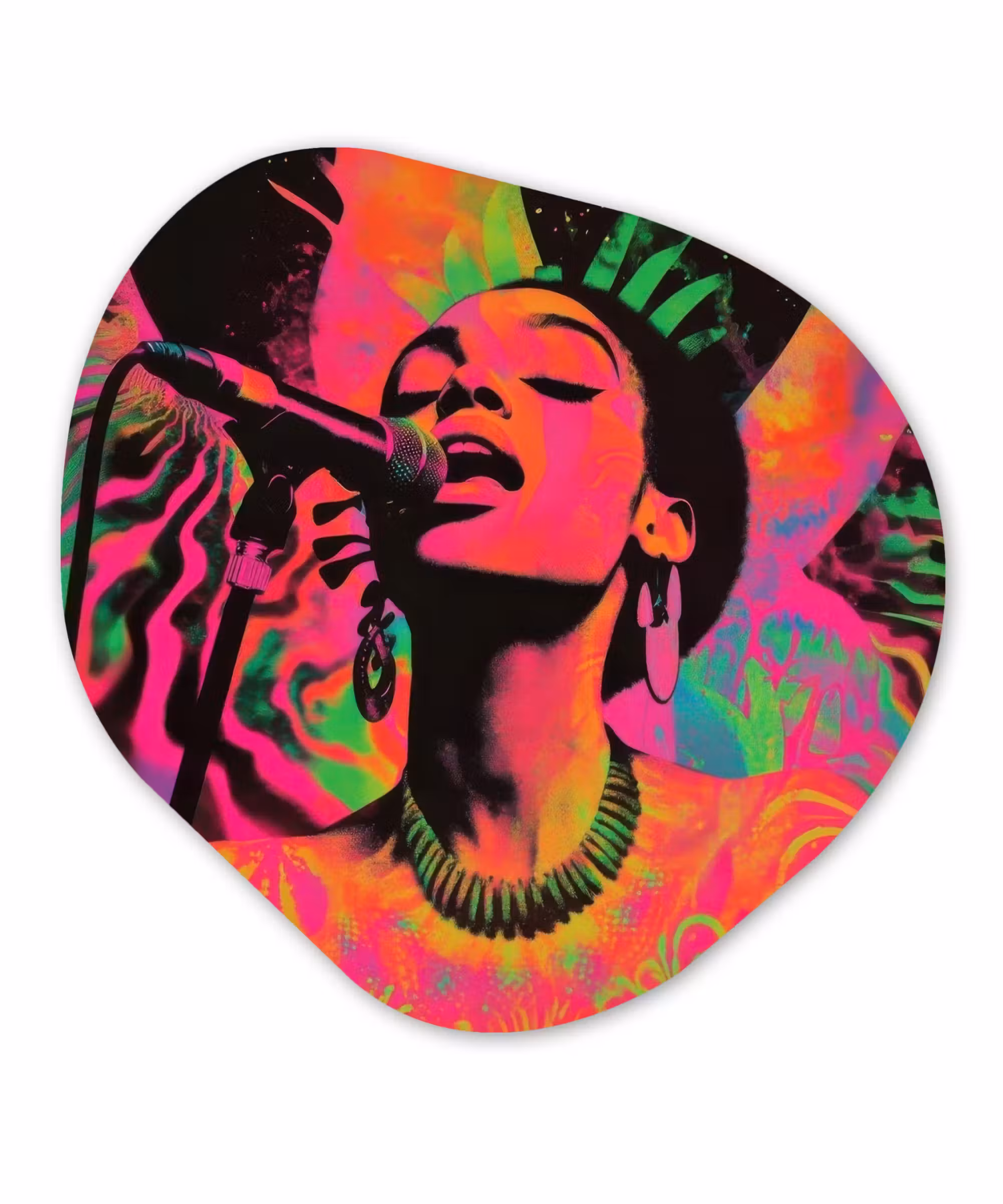 Organische vorm - schilderij - Aluminium - Vrouw - Microfoon - Neon