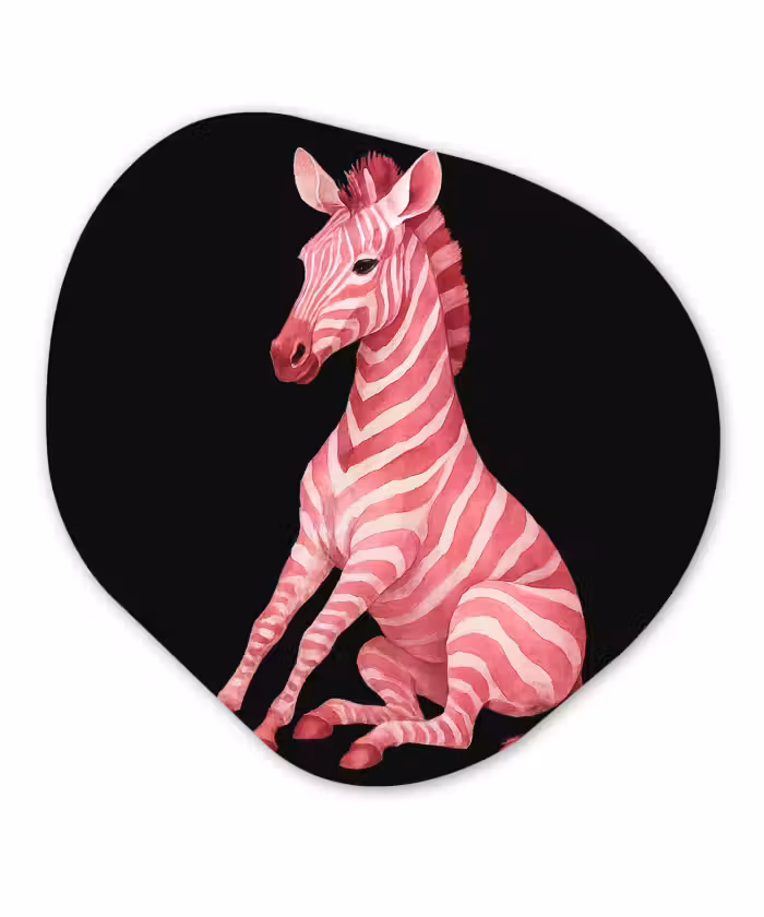 Organische vorm - schilderij - Aluminium - Zebra - Roze - Gestreept