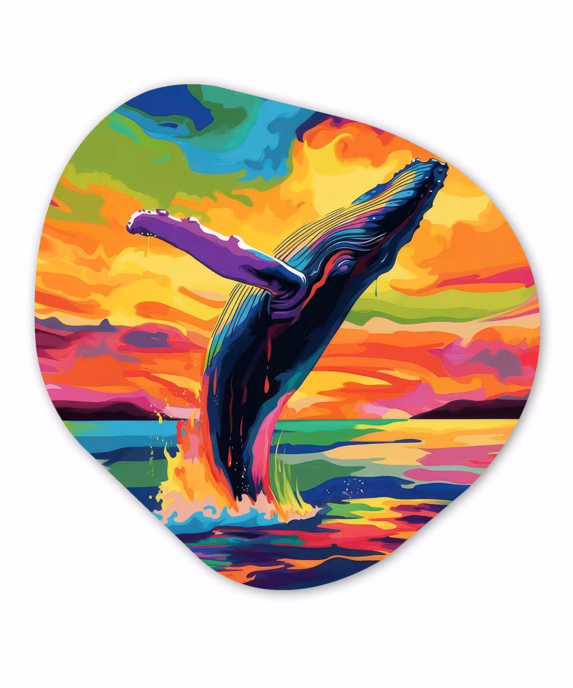 Organische vorm - schilderij - Aluminium - Zonsondergang - Walvis - Geschilderd - Kleurrijk