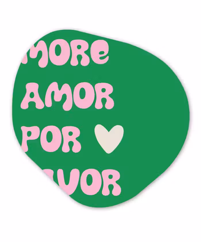 Organisch schilderij - Glas - Amor - Valentijn - Groen - Tekst