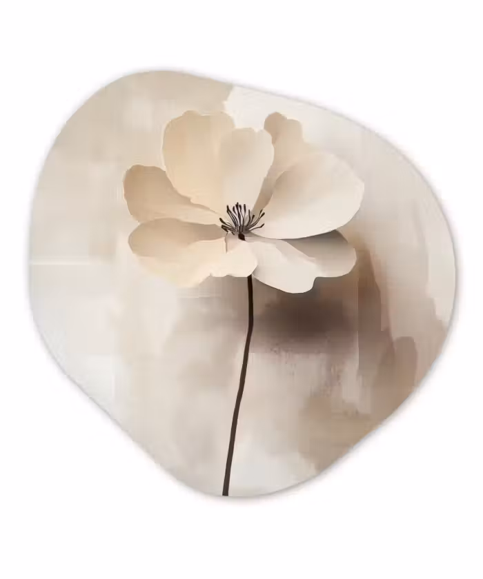 Organisch schilderij - Glas - Bloem - Beige - Verf - Schaduw