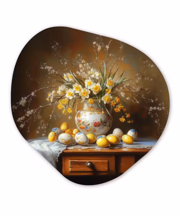 Organisch schilderij - Glas - Paaseieren - Stilleven - Vaas