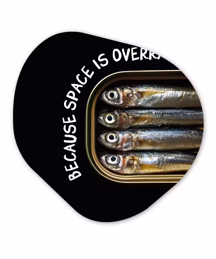 Organisch schilderij - Glas - Sardines - Tekst - Vis - Blik