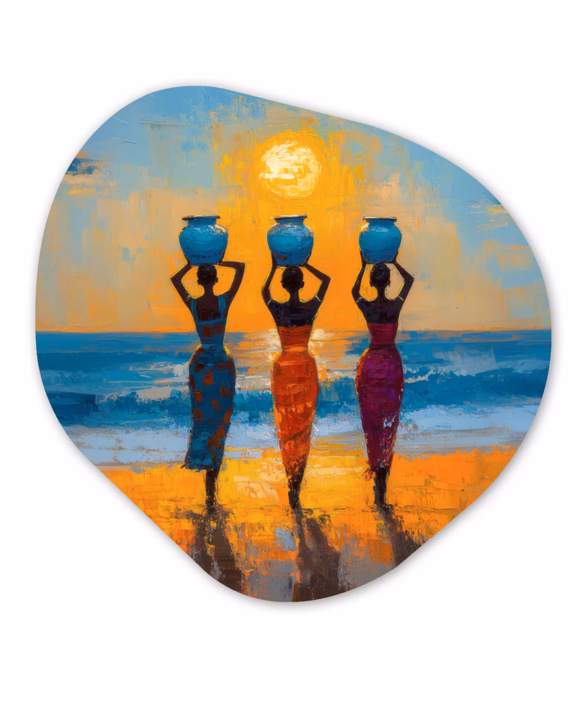 Organisch schilderij - Glas - Vrouwen - Strand - Zondsondergang