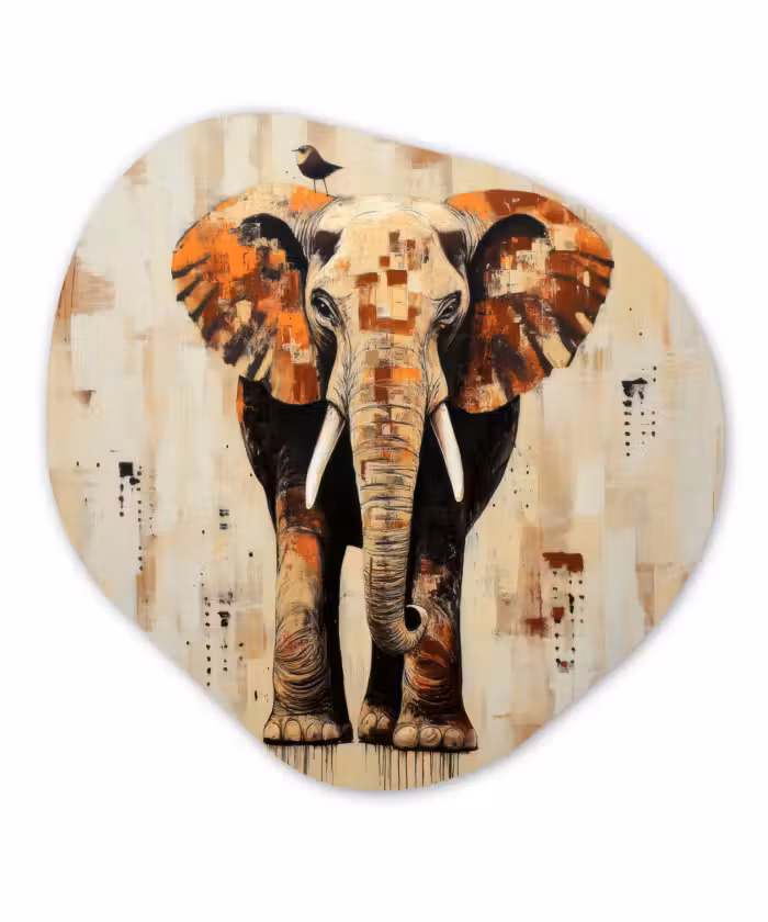 Organisch schilderij – Olifant - Slurf - Mozaïek - Abstract