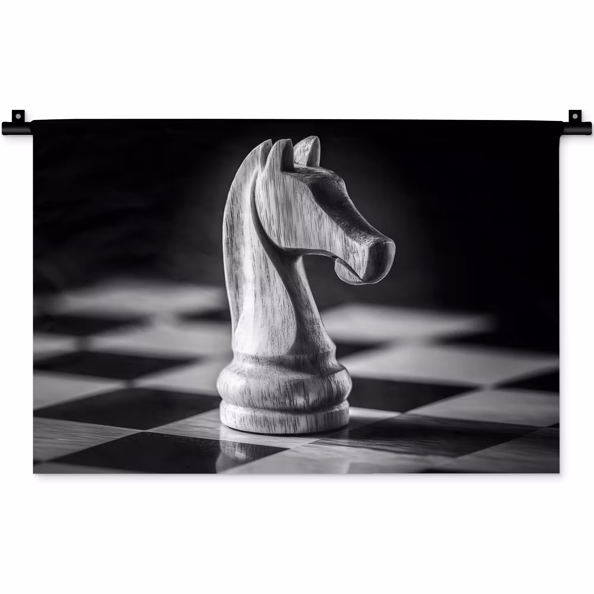Wandkleed - Paard - Hout - Schaalbord - Zwart