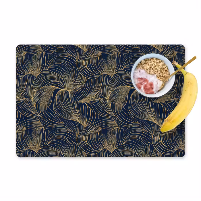 Placemat - 6 stuks - Abstract - Lijnen - Blauw - Goud