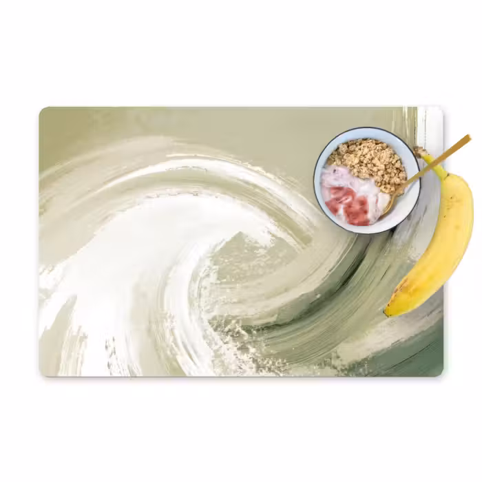 Placemat - 6 stuks - Abstract - Penseelstreken - Golven - Groen