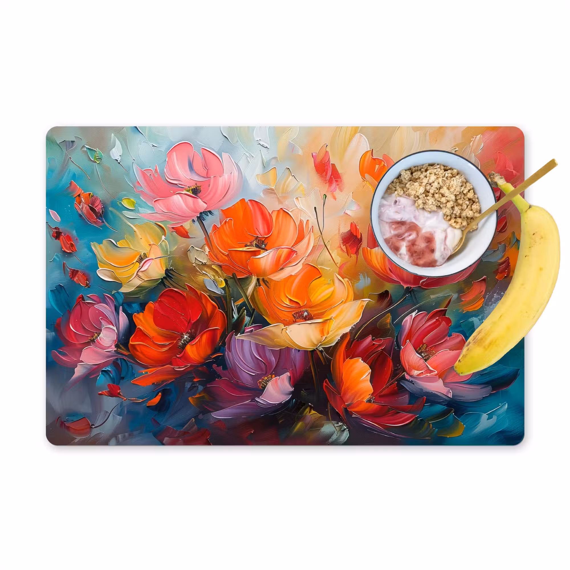 Placemat - 6 stuks - Bloemen - Kleurrijk - Verf - Abstract - Kunst