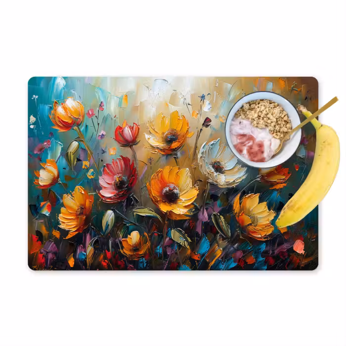 Placemat - 6 stuks - Bloemen - Verf - Kunst - Modern