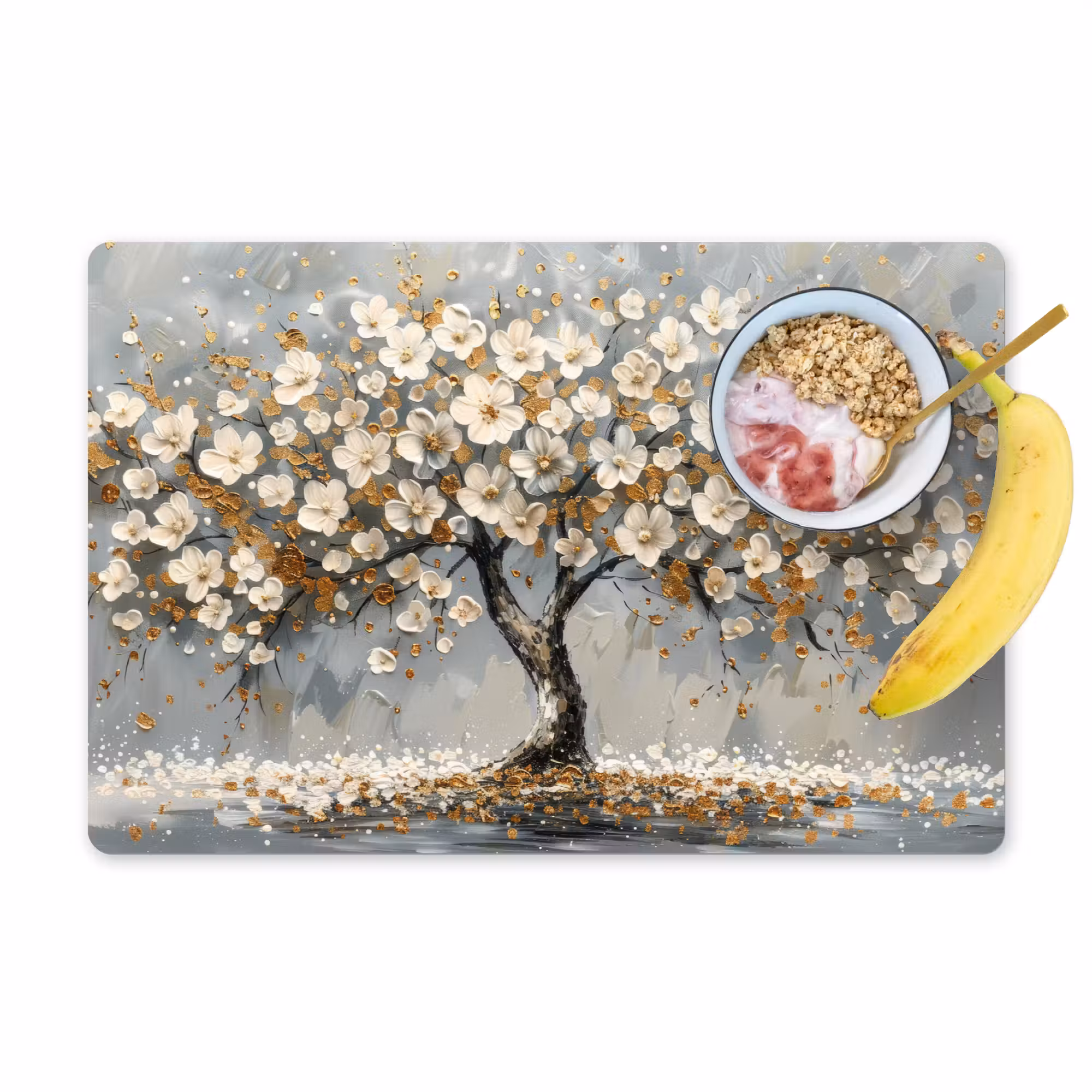 Placemat - 6 stuks - Boom - Goud - Bloemen - Abstract - Kunst