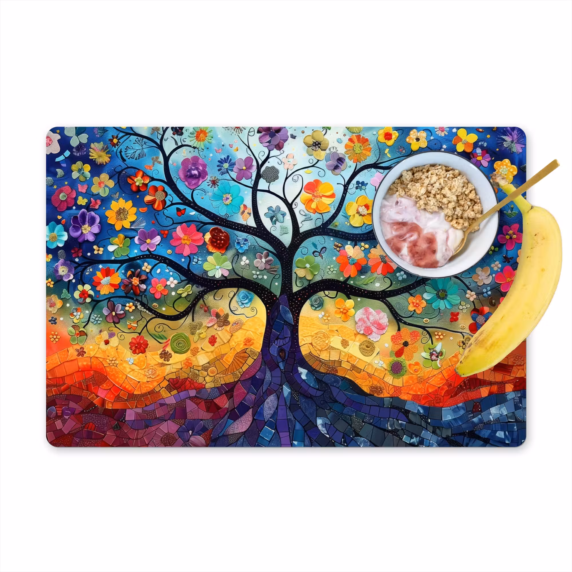 Placemat - 6 stuks - Boom - Kleurrijk - Bloemen - Kunst - Abstract