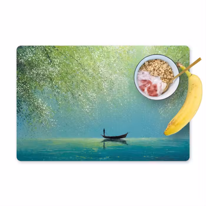 Placemat - 6 stuks - Bootje - Water - Bladeren - Bloesems