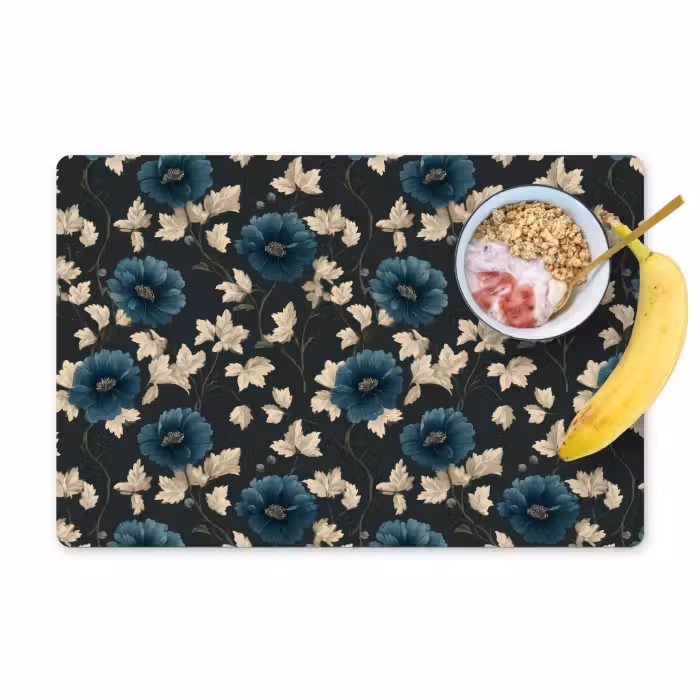 Placemat - 6 stuks - Botanisch - Bloemen - Blauw