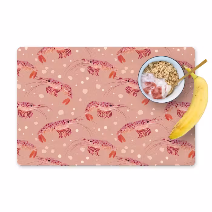 Placemat - 6 stuks - Garnalen - Stippen - Roze
