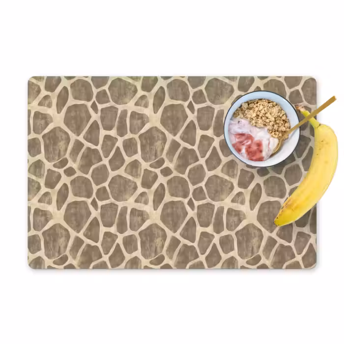 Placemat - 6 stuks - Giraf - Patroon - Beige - Bruin