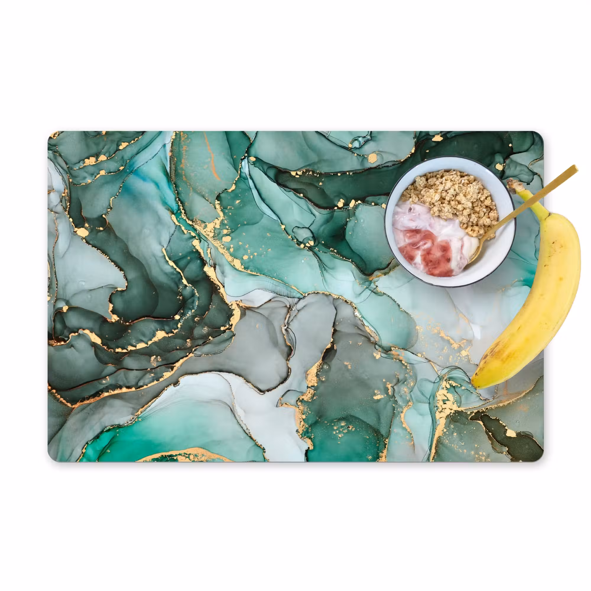 Placemat - 6 stuks - Goud - Marmer - Groen - Luxe - Marmerlook - Grijs
