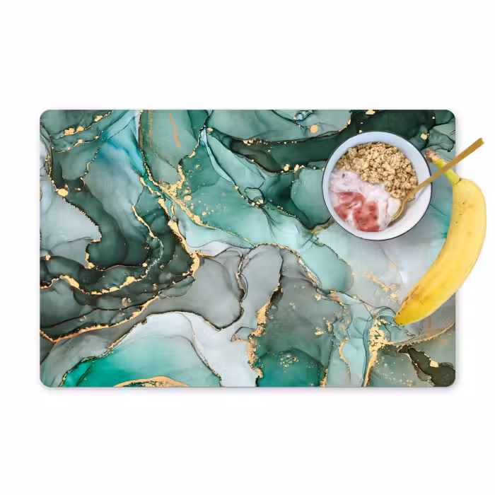 Placemat - 6 stuks - Goud - Marmer - Groen - Luxe - Marmerlook - Grijs