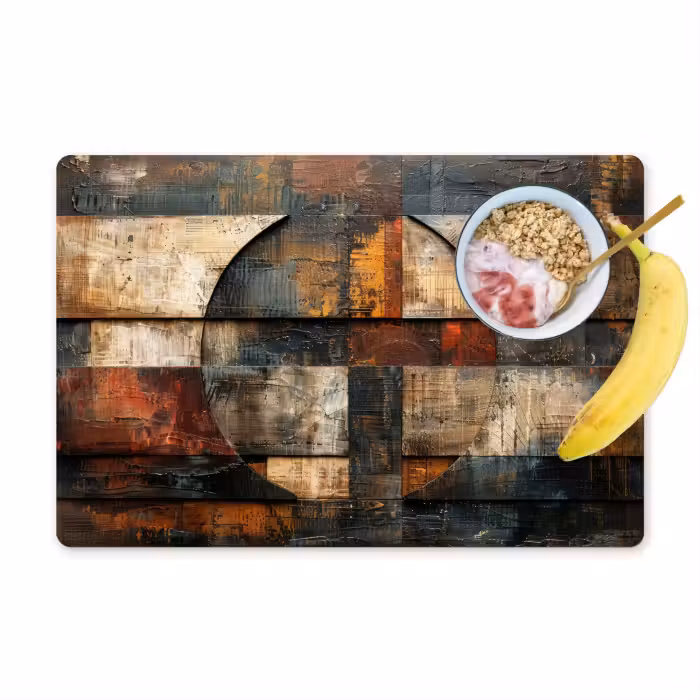 Placemat - 6 stuks - Kunst - Bruin - Abstract - Hout motief