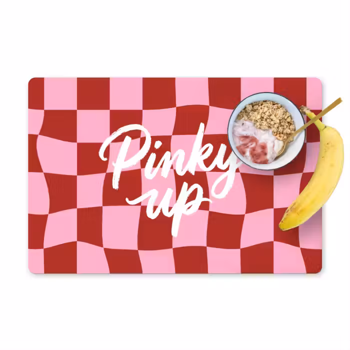 Placemat - 6 stuks - Pinky up - Geblokt - Bordeauxrood