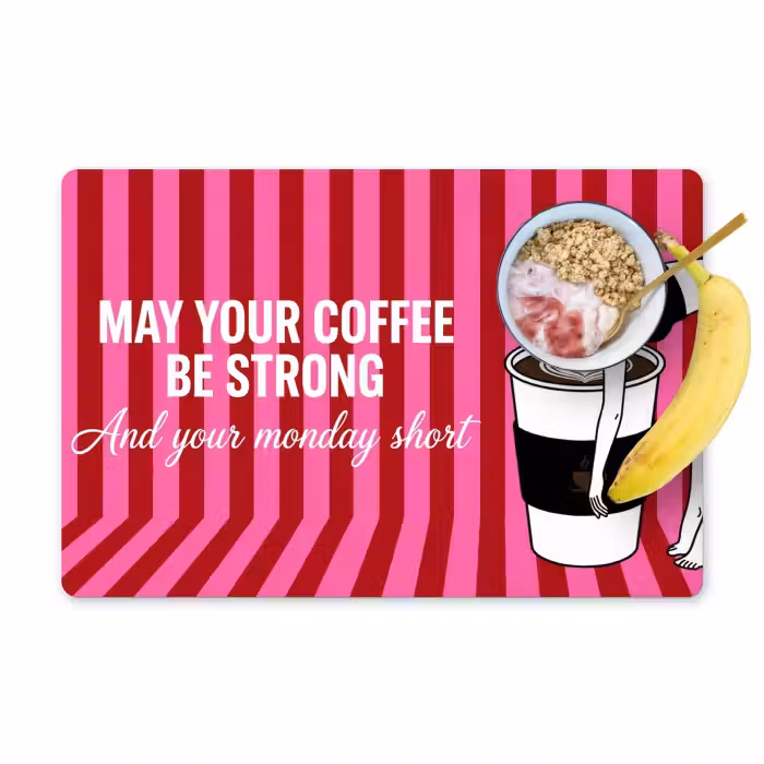 Placemat - 6 stuks - Roze - Strepen - Koffie - Maandag