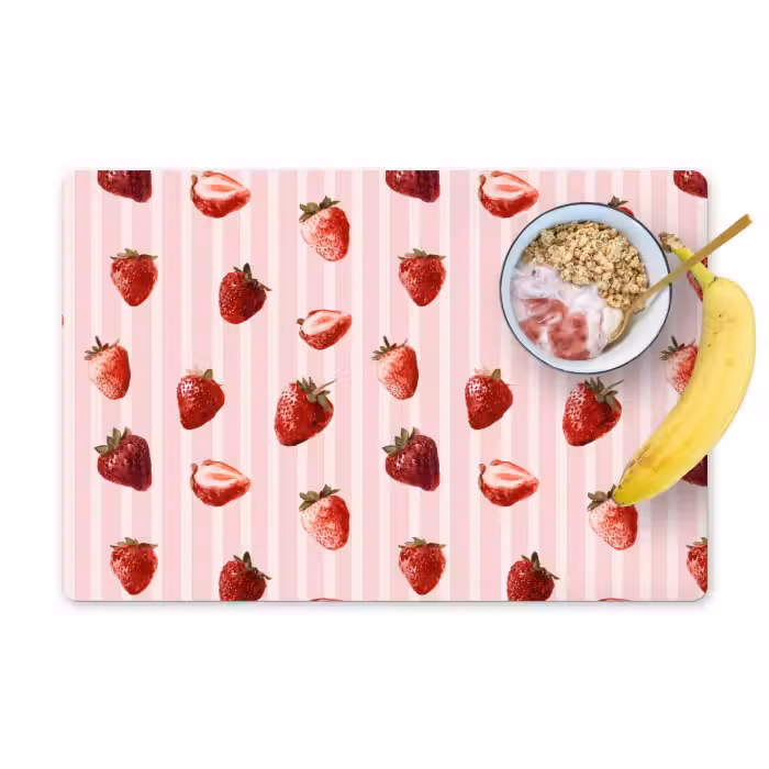 Placemat - 6 stuks - Strepen - Aardbei - Roze
