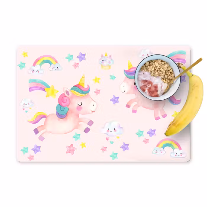 Placemat - 6 stuks - Unicorn - regenboog - Roze - Meisje - Kinderen