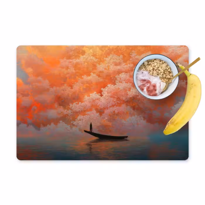Placemat - 6 stuks - Zee - Boot - Wolken - Oranje