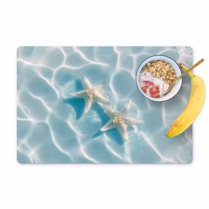 Placemat - 6 stuks - Zeesterren - Golvend water - Rustgevend