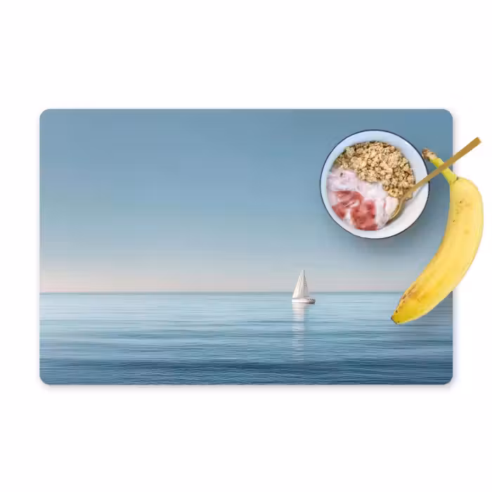 Placemat - 6 stuks - Zeilbootje - Kalme zee - Helderblauwe hemel