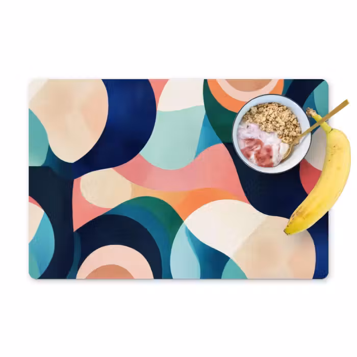 Placemat - 6 stuks - Abstract - Blauw - Roze