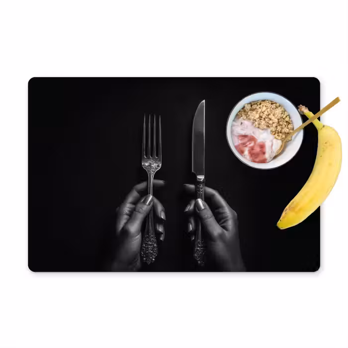 Placemat - 6 stuks - Bestek - Zwart - Wit