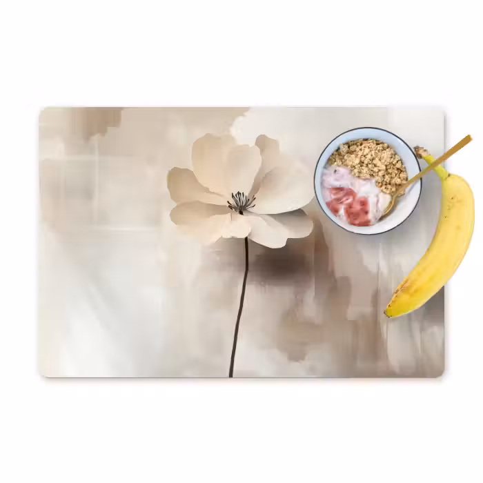 Placemat - 6 stuks - Bloem - Beige - Verf - Schaduw