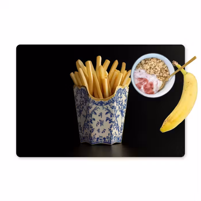 Placemat - 6 stuks - Friet - Porselein - Delfts blauw - Eten
