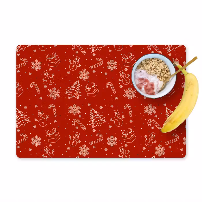 Placemat - 6 stuks - Illustratie - Kerstsymbolen - Rood