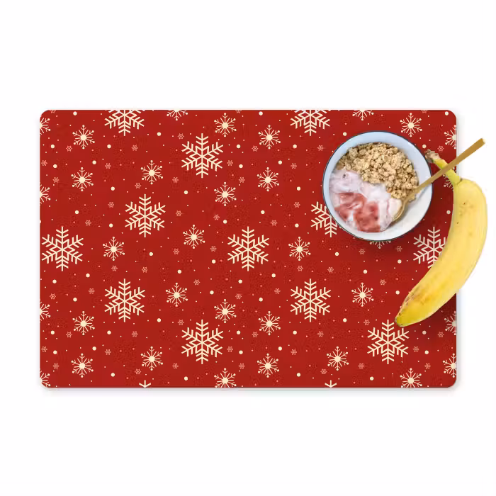 Placemat - 6 stuks - Illustratie - Sneeuwvlokken - Rood