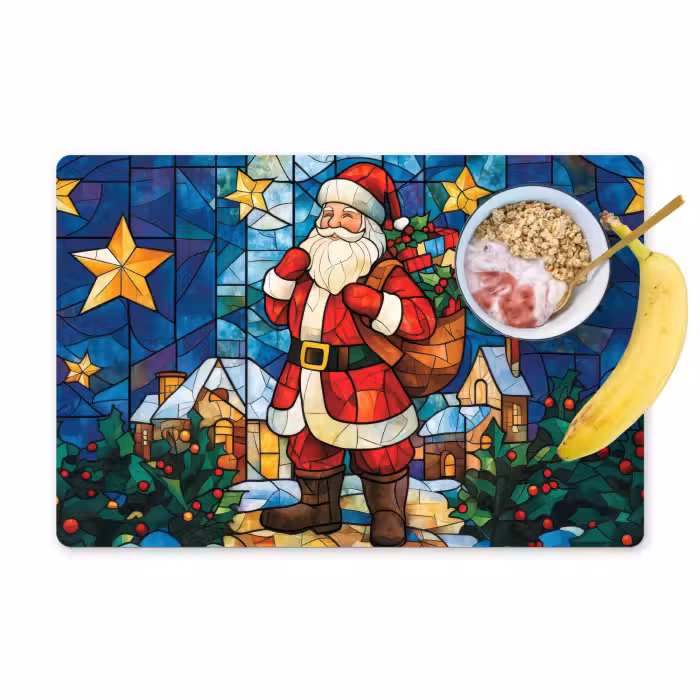 Placemat - 6 stuks - Kerstman - Glas - Kleurrijk
