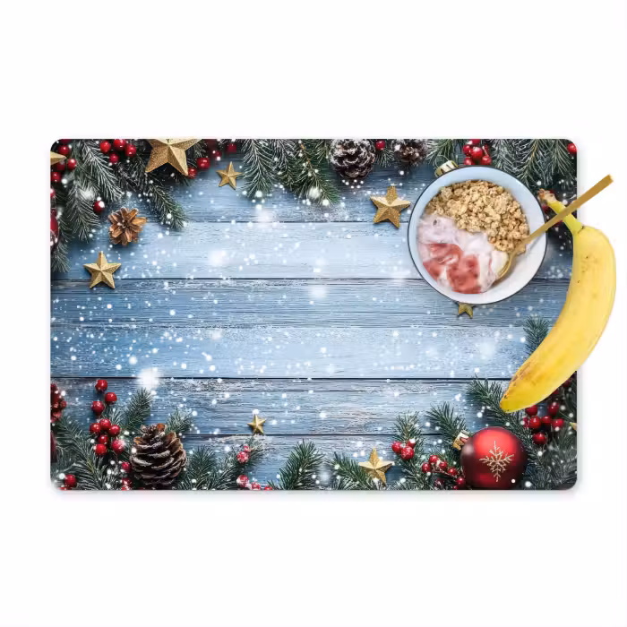 Placemat - 6 stuks - Kerstomlijsting - Sneeuw - Meerkleurig
