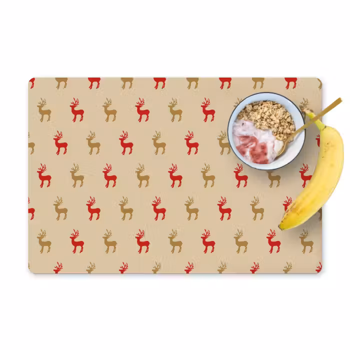 Placemat - 6 stuks - Patroon - Herten - Beige
