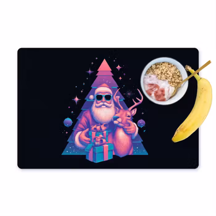 Placemat - 6 stuks - Retro - Kerstman - Rendieren - Kerstboom