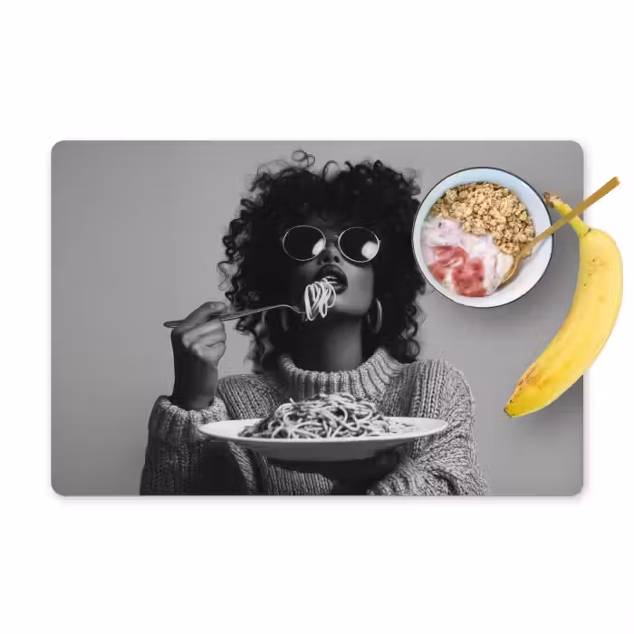 Placemat - 6 stuks - Vrouw - Pasta - Zwart - Wit