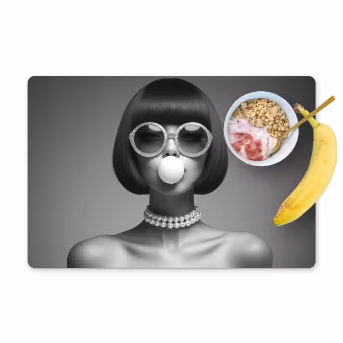 Placemat - 6 stuks - Vrouw - Zwart Wit - Ketting - Zonnebril